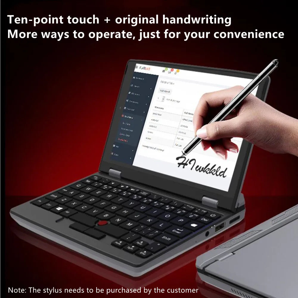 2024 Portable Mini Laptops Metal Small Notebooks Windows 11 7 Inch Touch Screen office N100 16GB+1TB IPS Netbook Micro Computer
