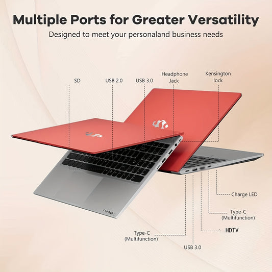 15.6" FHD IPS Gaming Laptop with 6-Core AMD Ryzen 5 6600H, 32GB DDR5 RAM, 1TB/2TB SSD, 100W Type-C PD Charger, Fingerprint Reader, Backlit Keyboard, WiFi 5 - Red, Compact Design for Business & Gaming