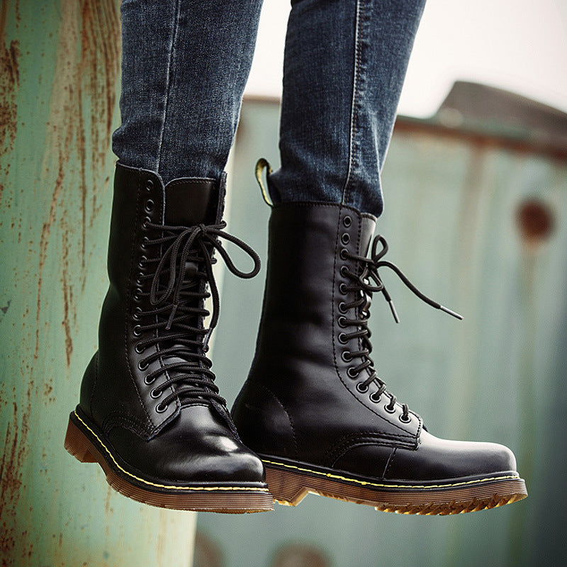 Men's Breathable Leather Cotton Shoes Lace-up
