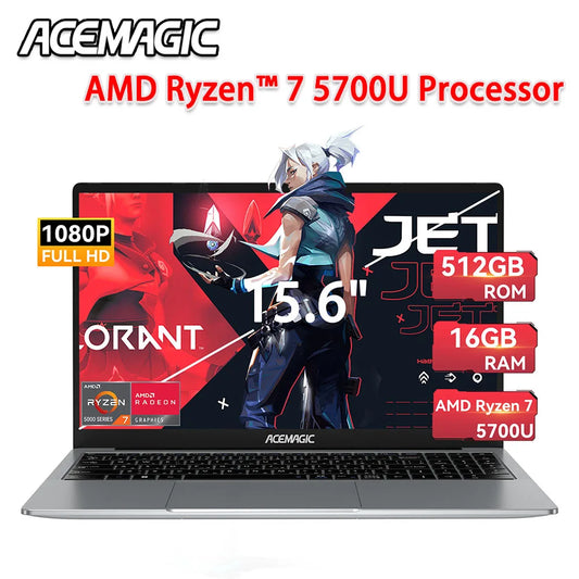 ACEMAGIC LX15Pro Laptop AMD Ryzen 7 5700U Radeon RX Vega 8 Graphics 15.6“FHD Display 16GB RAM 512GB NVMe SSD Laptop Computer