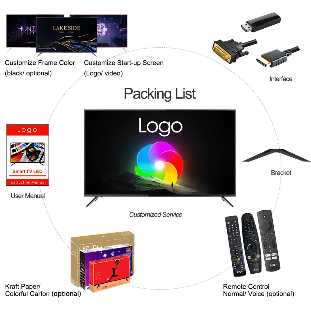 Smart TV  65 Inch 4K UHD 1080p Full HD Display with Wi-Fi Game Mode Professional Cinema Television for Home Use