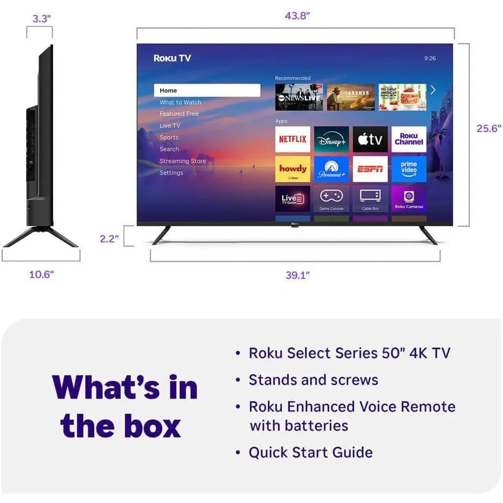 43-Inch Select Series 4K UHD Smart TV - HDR, Dolby Audio, Compatible with Alexa, Voice Remote, Bluetooth e, w/AUX HDMI Cable, CP