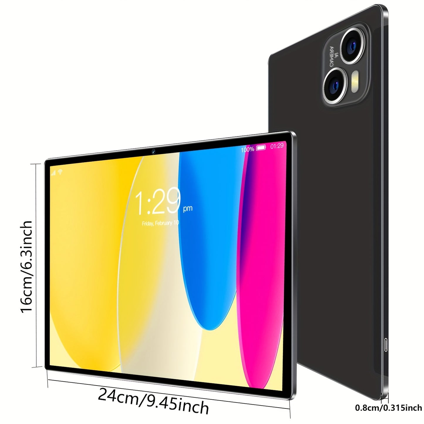 10.1-inch Android 14 Tablet Q75 2025 - 12GB RAM 512GB ROM, 8000mAh Battery, Dual Cameras, 1296P LCD Display, Stylus Pen, Stand & Headphones Included, Dual Wi-Fi, Case Included