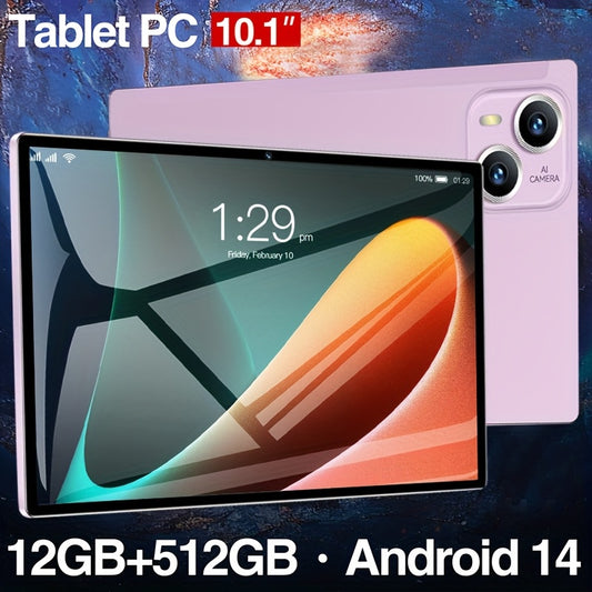 10.1-inch Android 14 Tablet Q75 2025 - 12GB RAM 512GB ROM, 8000mAh Battery, Dual Cameras, 1296P LCD Display, Stylus Pen, Stand & Headphones Included, Dual Wi-Fi, Case Included